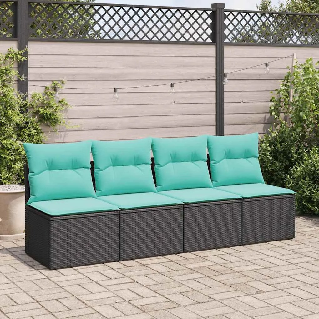 2 pcs conjunto sofás jardim c/ almofadões vime PE/acácia preto