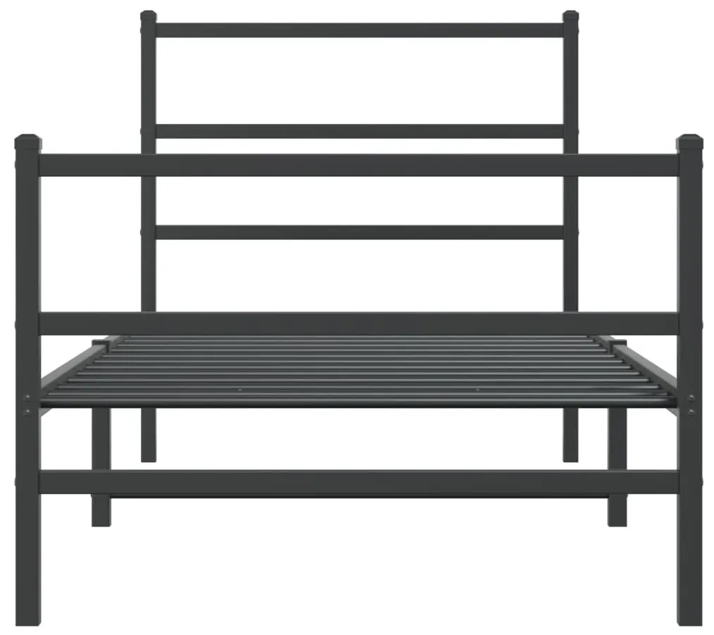 Estrutura de cama com cabeceira e pés 90x200 cm metal preto