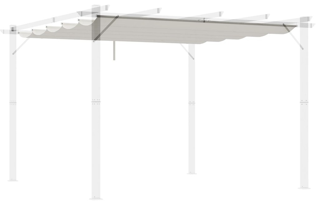 Cobertura para Pérgola 2,5x2,55cm Teto de Substituição Retrátil para Pérgola com 10 Orifícios de Drenagem Creme