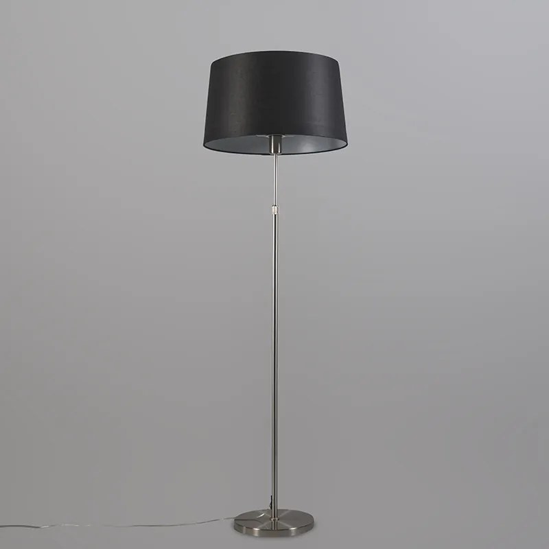 Candeeiro de pé em aço com abajur preto 45 cm ajustável - Parte Design,Moderno