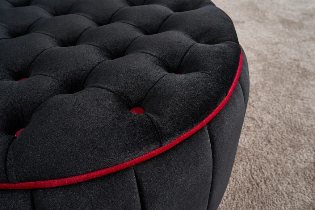 Pouffe Jasmin – Anthracite &amp; Pink – 65 cm x 42 cm x 65 cm