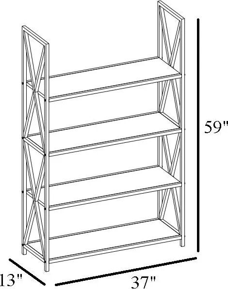 Estante Xena – Nogueira/Preto – 94x33x150 cm