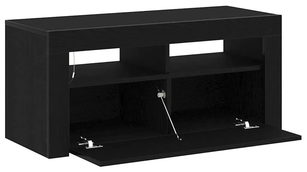 Gabinete de TV vidaXL com LED Preto Carvalho 90x35x40 cm Madeira engen