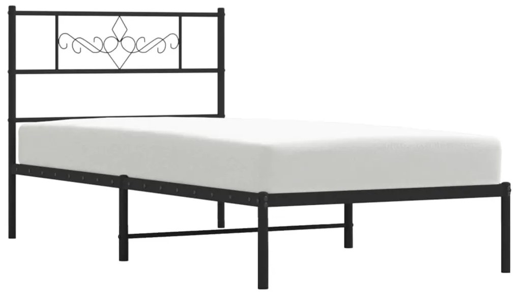 Estrutura de cama metal s/ colchão c/ cabeceira 75x190 cm preto