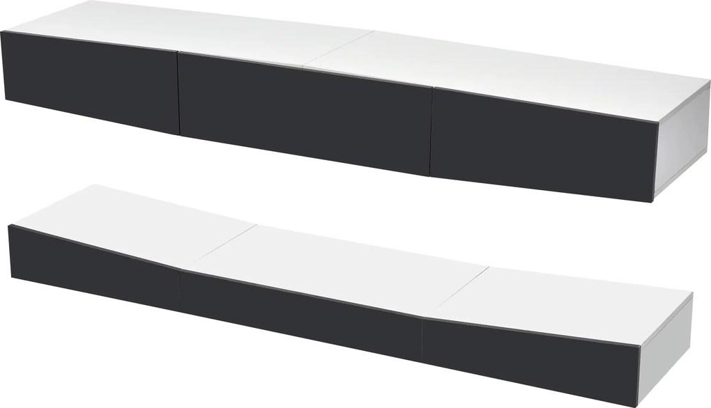 Móvel TV Suspenso de Parede com Luz LED – Amarante – 180x40 cm – Cinze