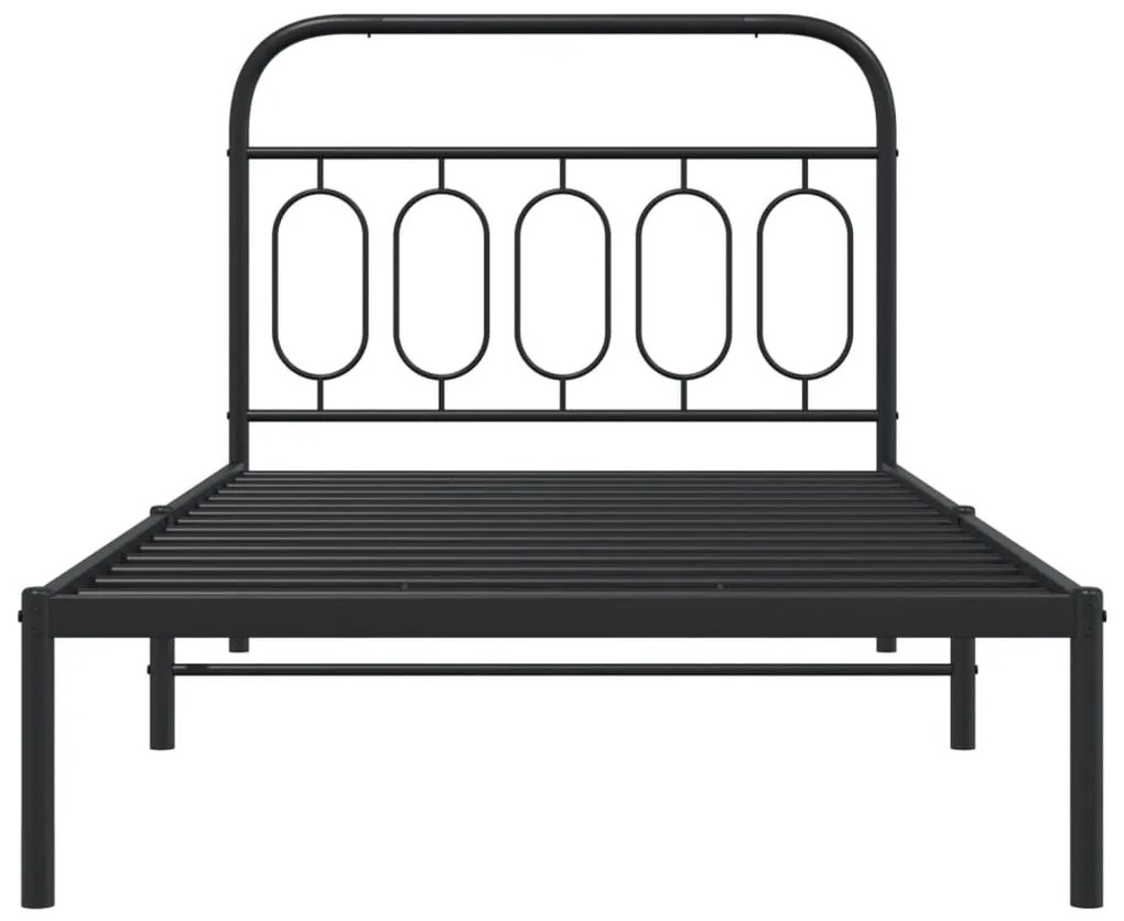 Estrutura de cama com cabeceira 100x190 cm metal preto