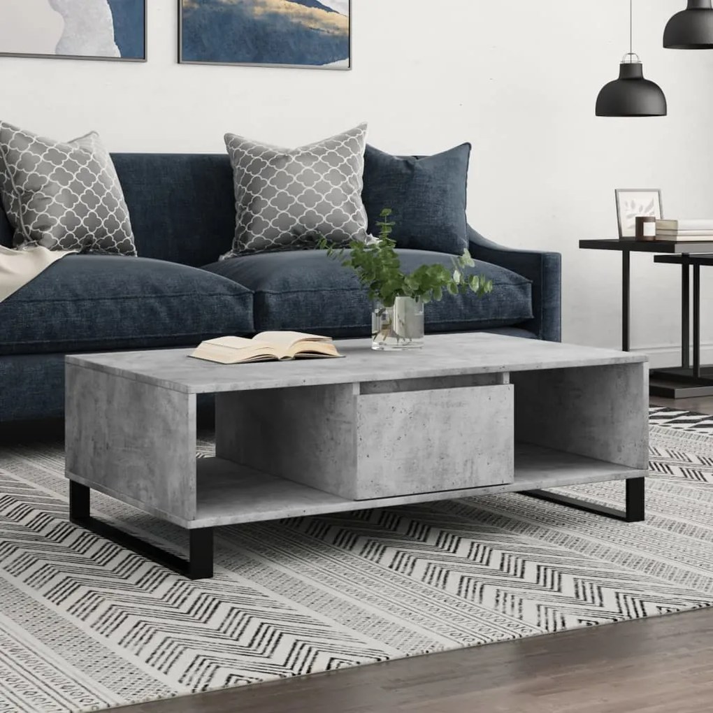 vidaXL Mesa de centro 104x60x35 cm derivados madeira cinzento cimento