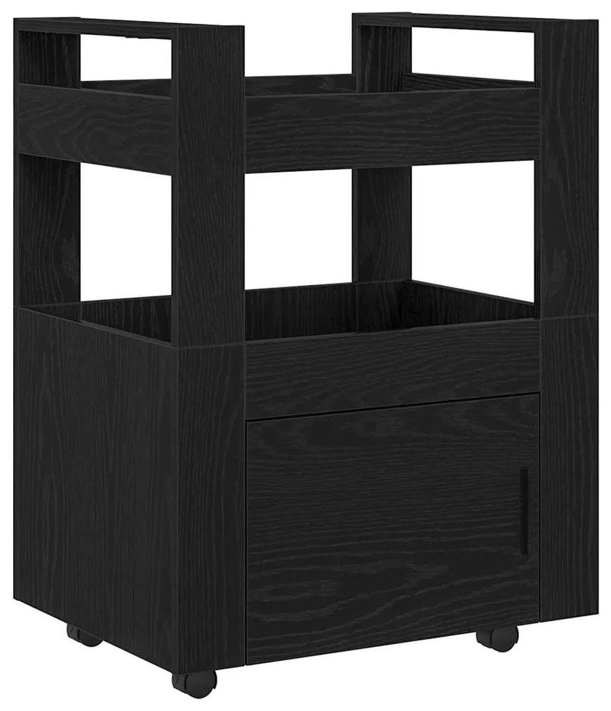 Carrinho de Cozinha vidaXL Carvalho Preto 60x45x80 cm Madeira Compósit