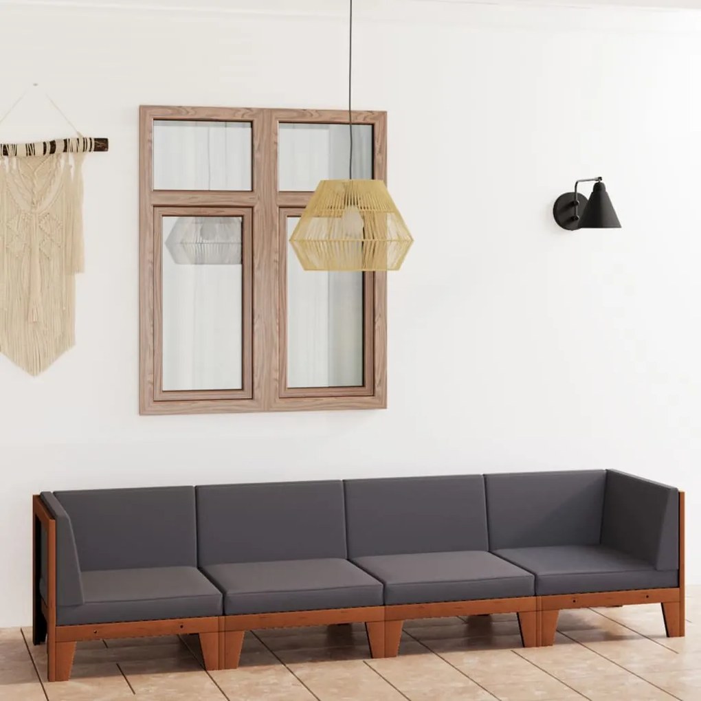 vidaXL 4 pcs conjunto lounge de jardim c/ almofadões acácia maciça