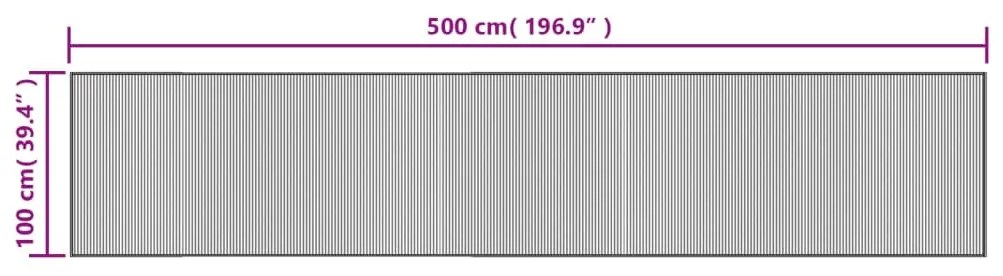 Tapete retangular 100x500 cm bambu cinzento