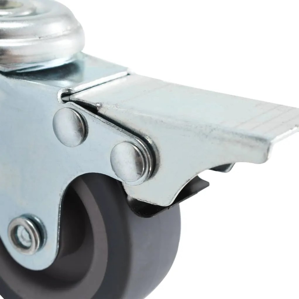 Rodas giratórias com furo e travões duplos 4 pcs 50 mm
