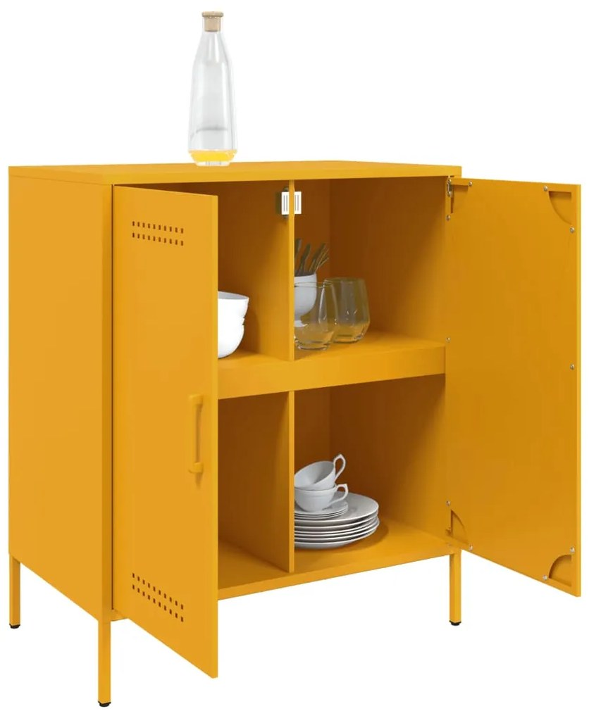 Aparador 68x39x79 cm aço amarelo mostarda
