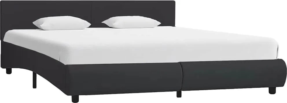 vidaXL Estrutura de cama com LED 160x200 cm couro artificial preto