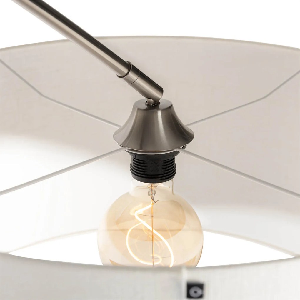 Candeeiro de Arco em Aço com Abajur em Tecido Branco 50 cm - XXL