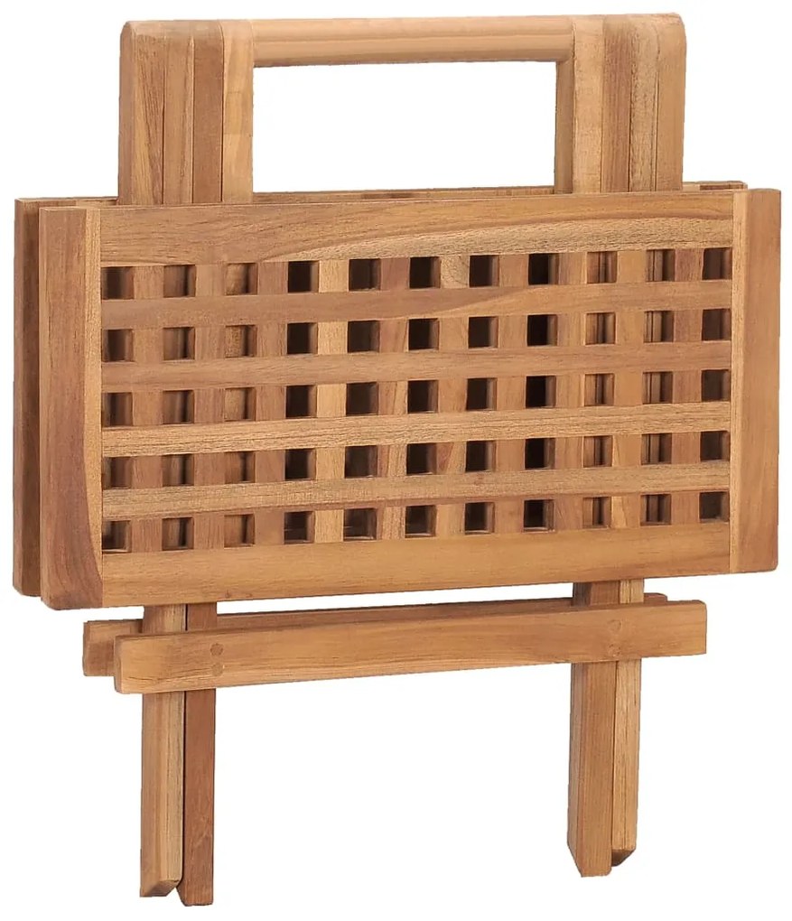 3 pcs conjunto jantar dobrável p/ exterior madeira teca maciça
