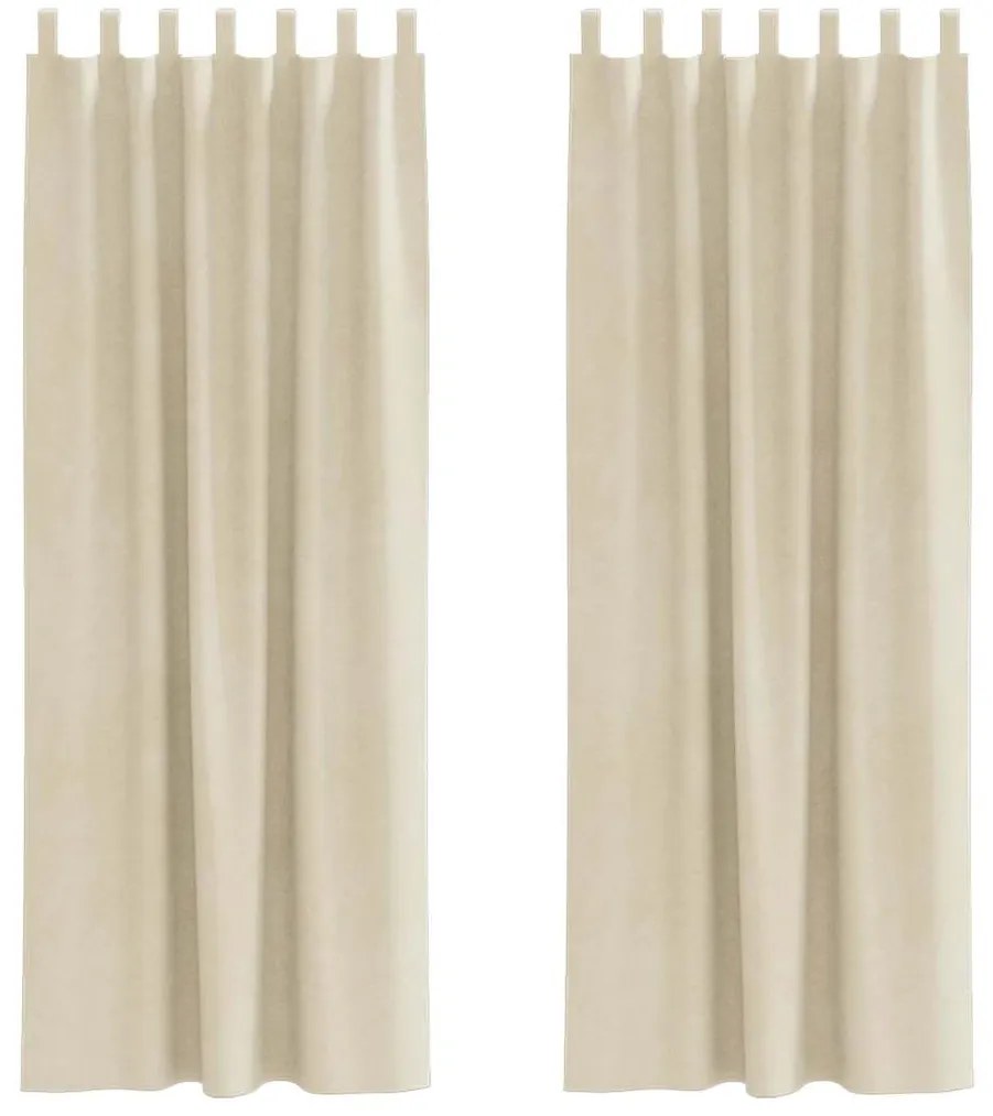 Cortinas Blackout vidaXL com Laços para Pendurar 2 pcs Veludo Creme
