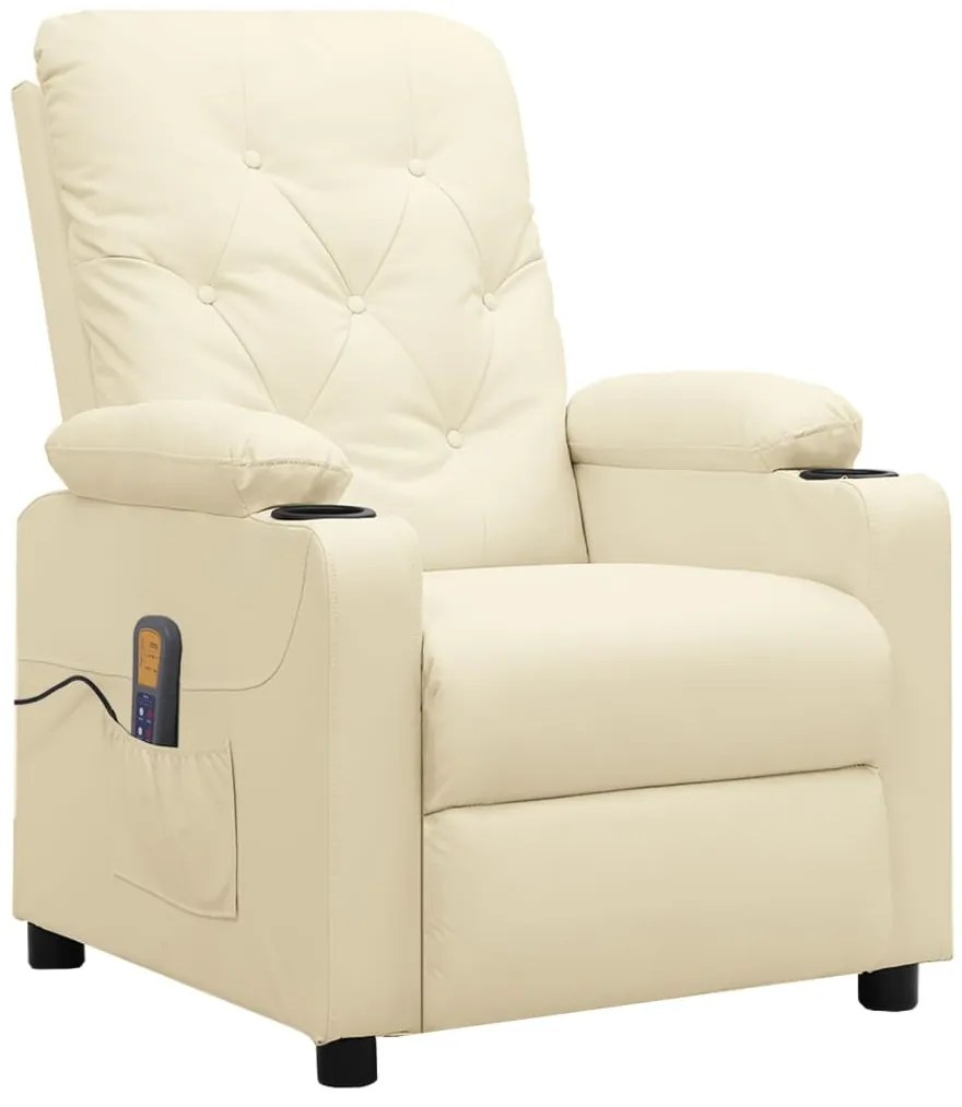 Poltrona de massagens elevatória couro artificial cor creme