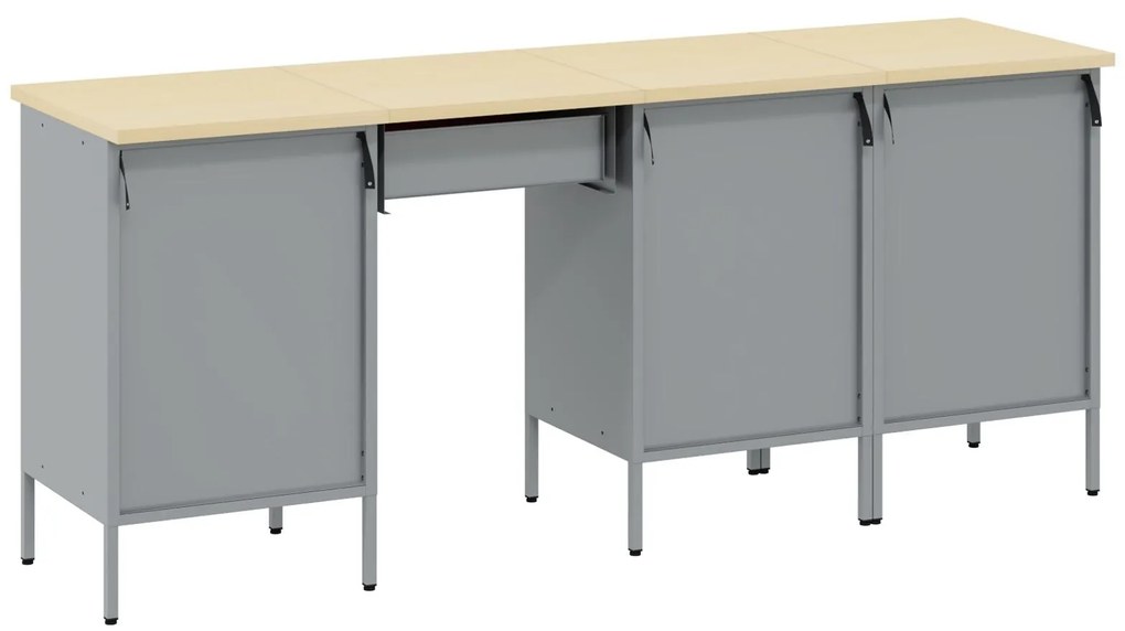 Conjunto de Gabinete e Mesa de Trabalho de 4 Peças vidaXL Preto em Mad