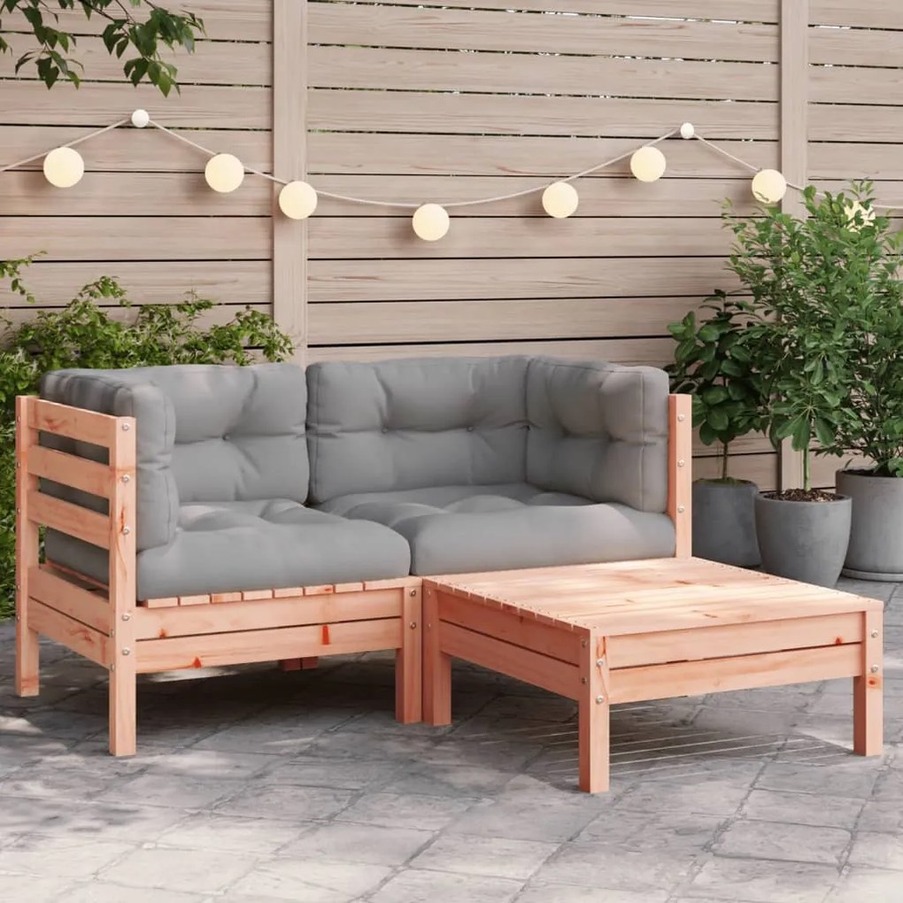 vidaXL Sofá de 2 lugares para jardim c/ almofadões e apoio de pés