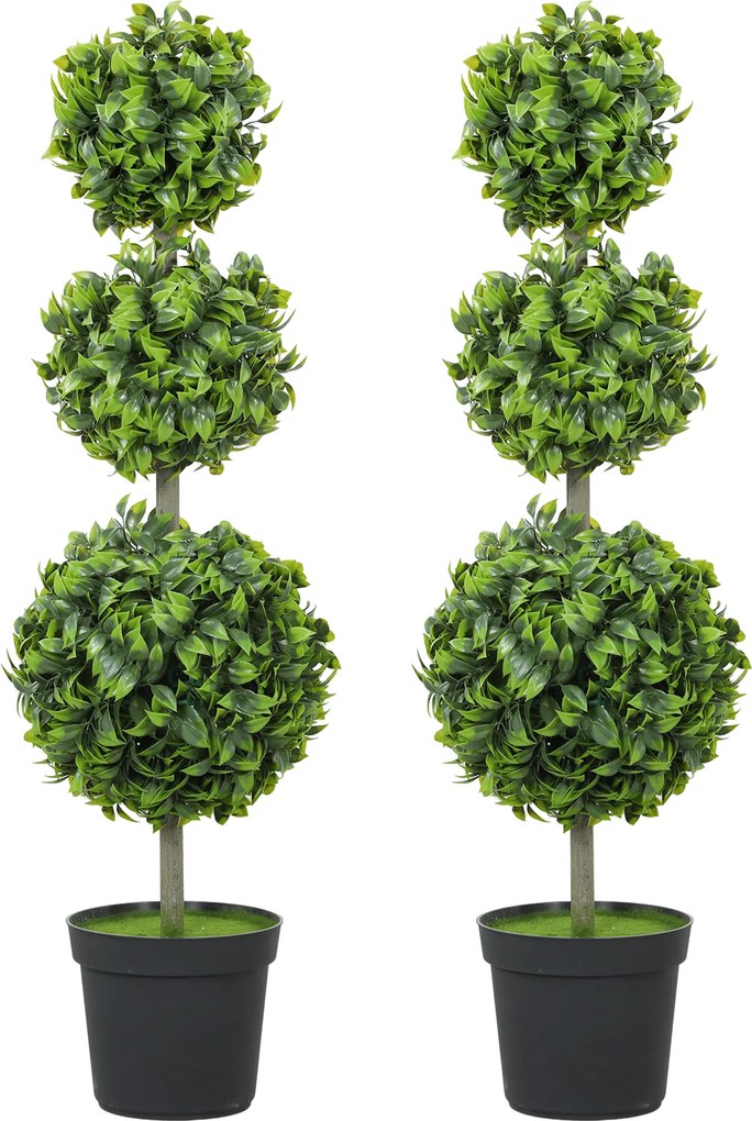 HOMCOM Plantas artificiais em vaso, folhas de plástico, terra flocada, verde | Aosom Portugal