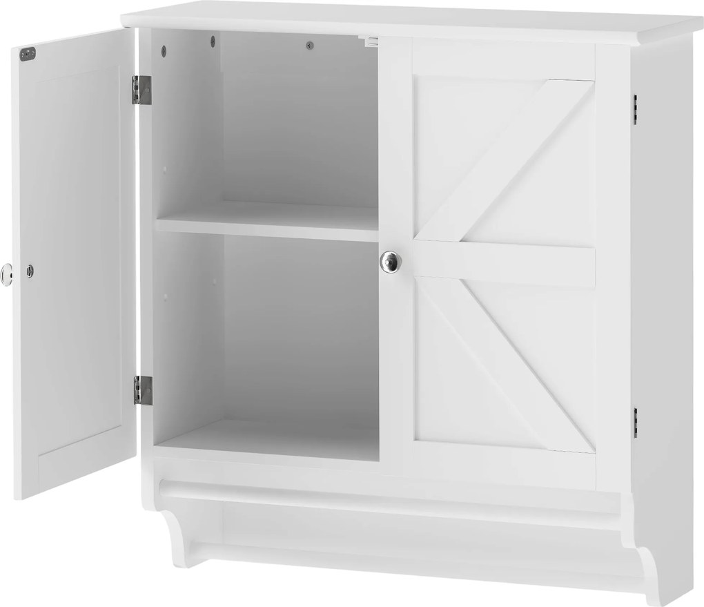 HOMCOM Armário de Parede para Banheiro Poupa-Espaço com 2 Portas e Porta-Toalhas Branco | Aosom Portugal