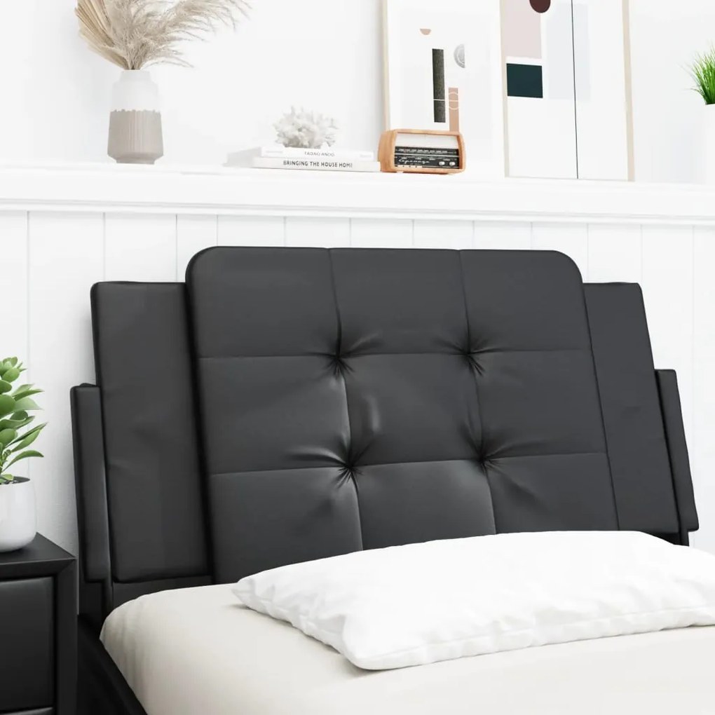 vidaXL Almofadão de cabeceira 100 cm couro artificial preto