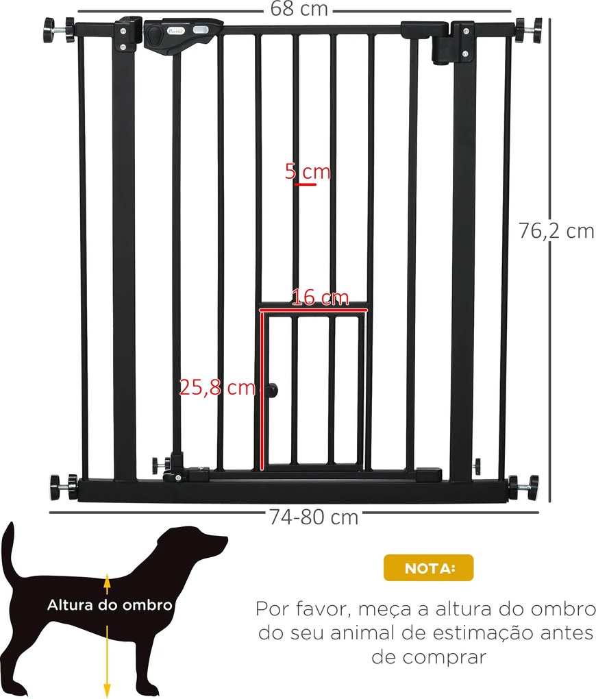 PawHut Barreira de Segurança para Cães Animais de Estimação 74-80cm pa