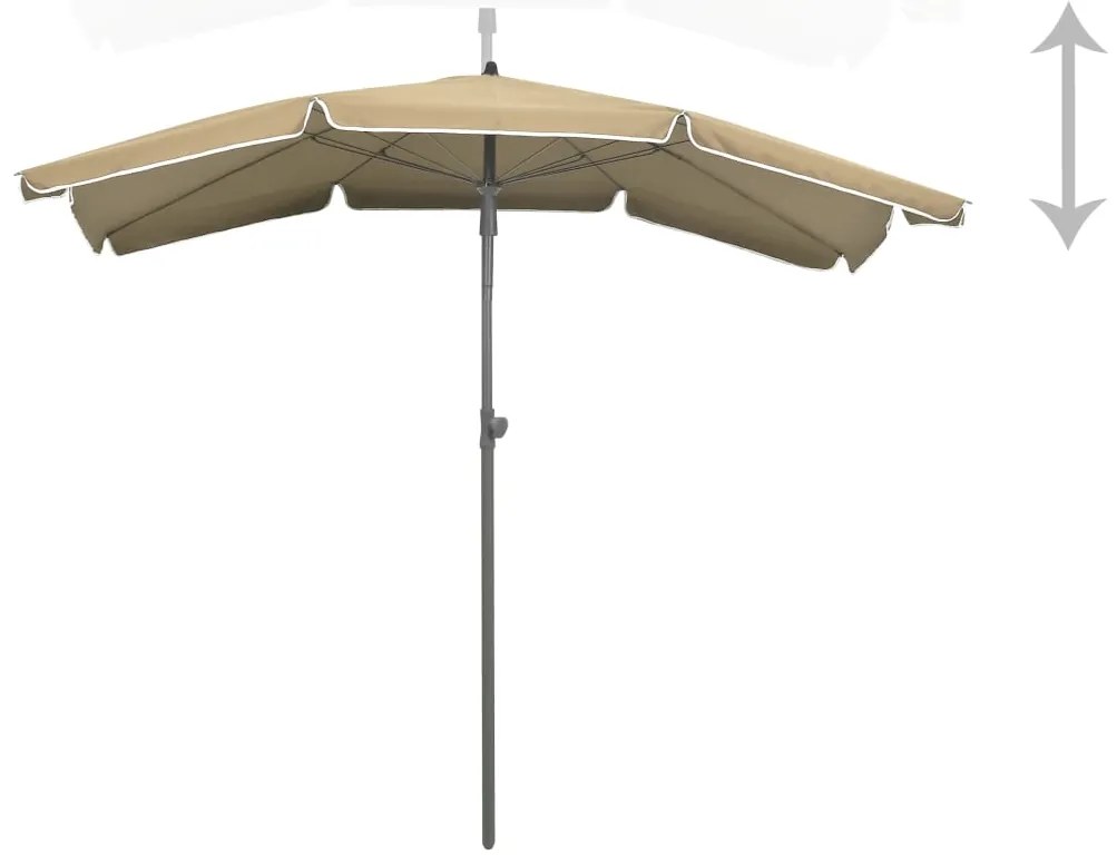 Guarda-sol de jardim com poste 200x130 cm cinzento-acastanhado