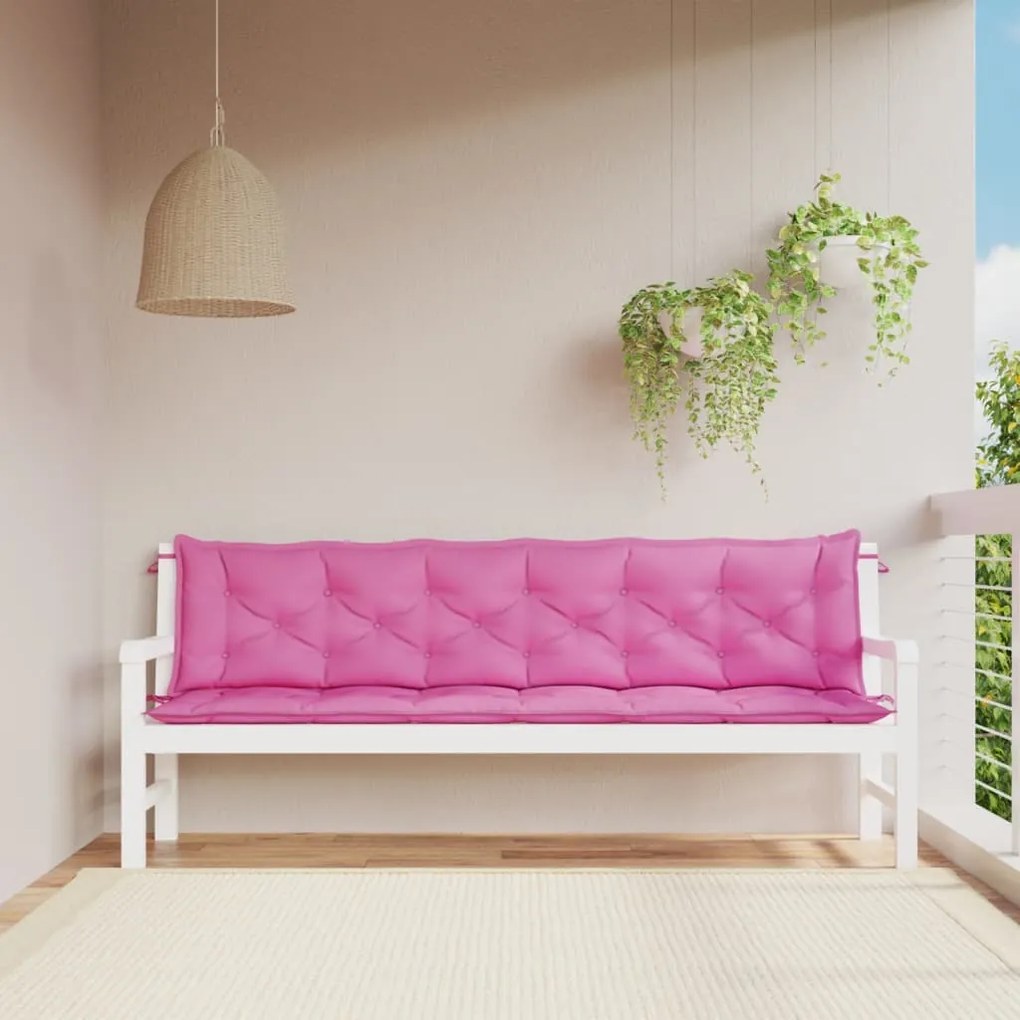 vidaXL Almofadões p/ banco de jardim 2 pcs 200x50x7 cm tecido rosa
