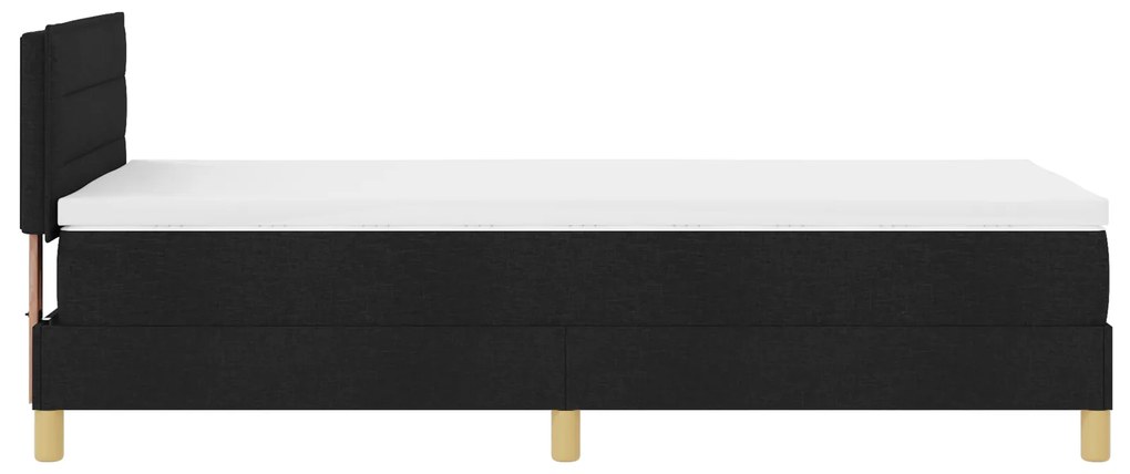 Cama Box Spring com Colchão Preta 100x200 cm Tecido