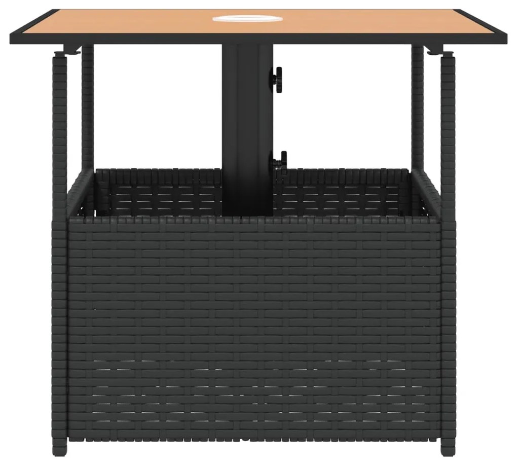 Mesa jardim c/ orifício guarda-sol 55x55x46,5cm vime PE preto