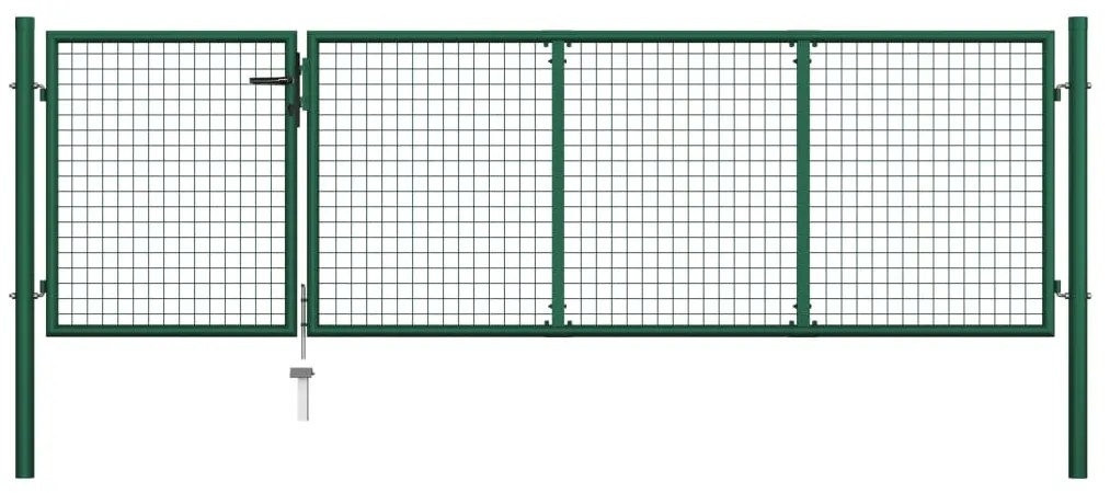 vidaXL Portão de jardim 350x100 cm aço verde