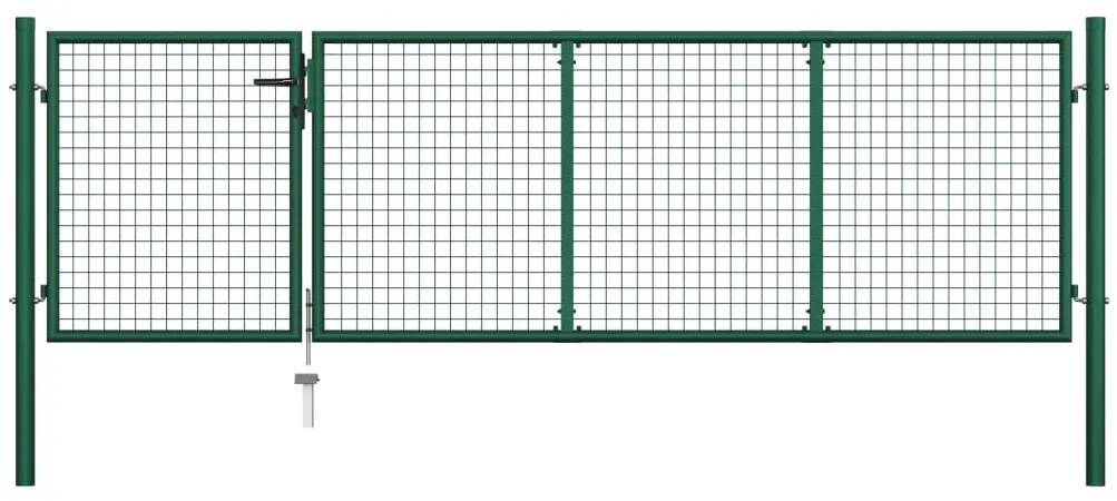vidaXL Portão de jardim em aço 350x100 cm verde
