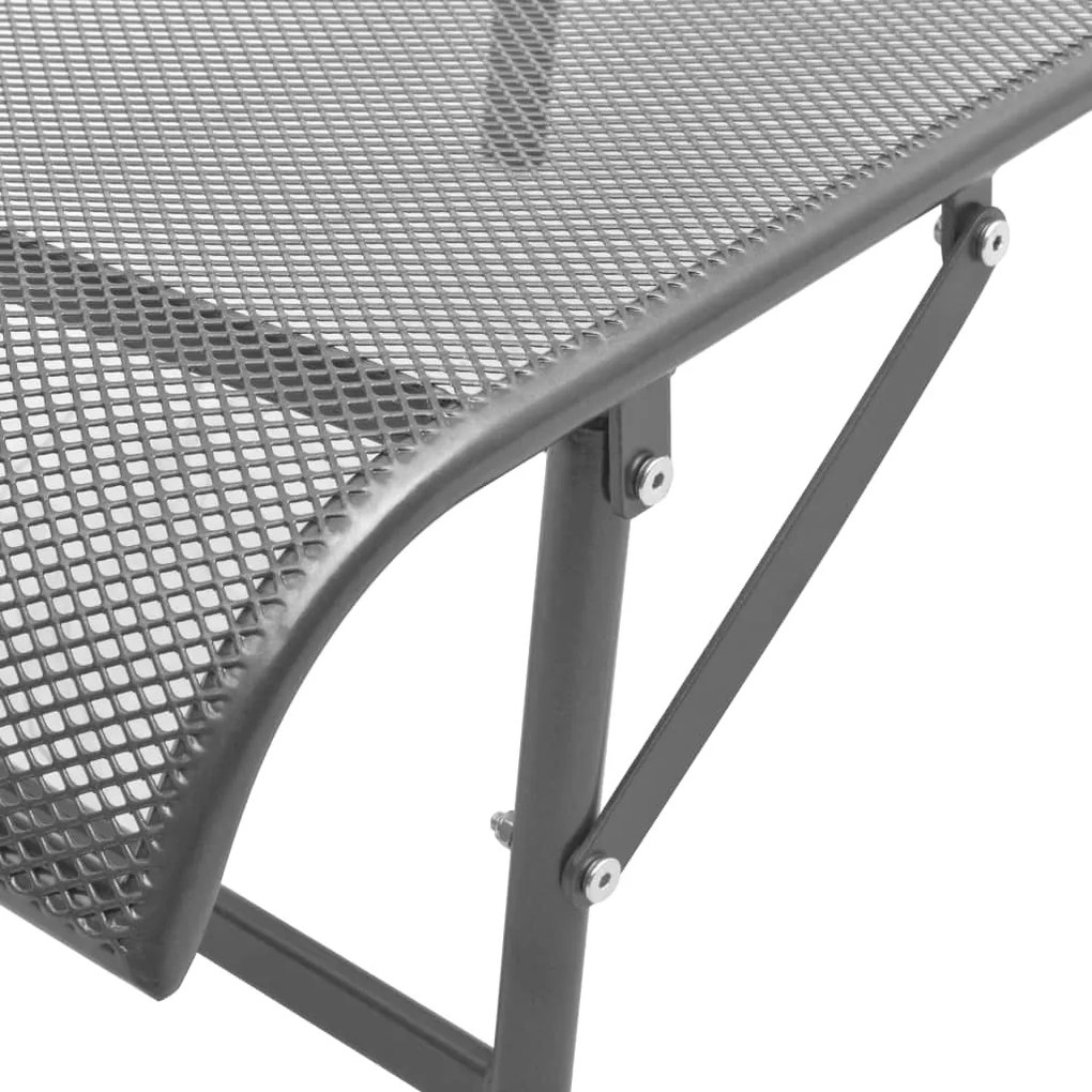 Espreguiçadeiras com mesa 2 pcs aço antracite
