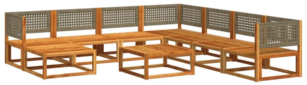 9 pcs conjunto de sofás de jardim com almofadões acácia maciça