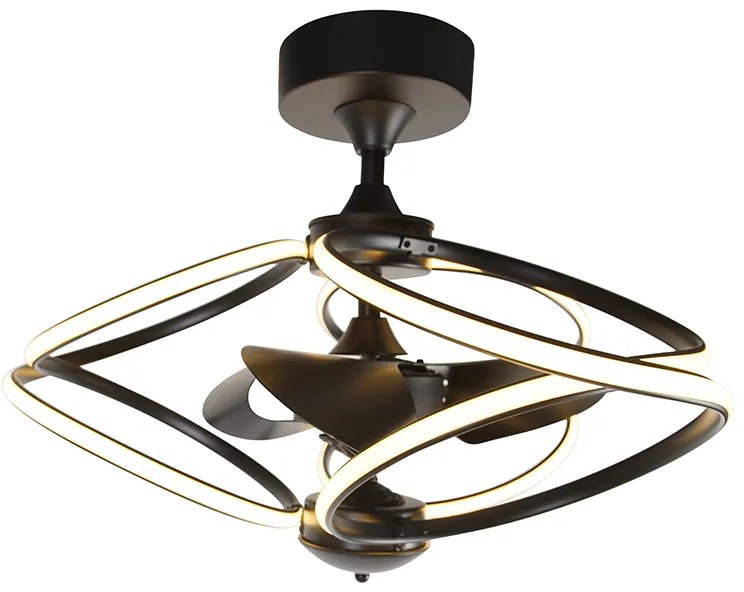 Ventilador de teto design preto com comando remoto incl. LED - Kauv Design
