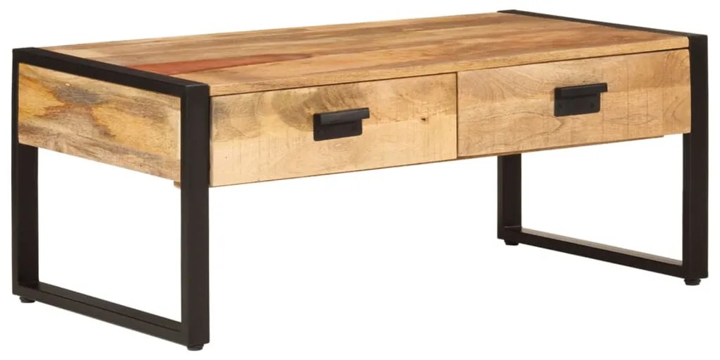 vidaXL Mesa de centro 100x54x40 cm madeira de mangueira maciça e ferro