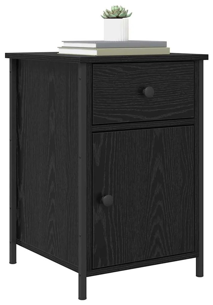 Gabinetes de Cabeceira 2 pcs Carvalho Preto 40x42x60 cm Madeira engenh