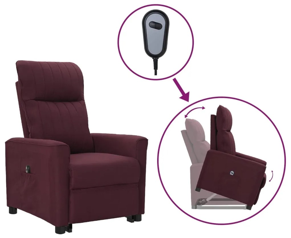vidaXL Poltrona elevatória tecido roxo
