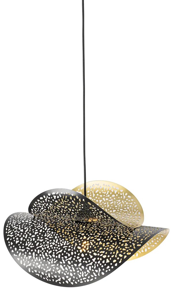 Candeeiro de suspensão oriental preto com dourado 28 cm - Japke