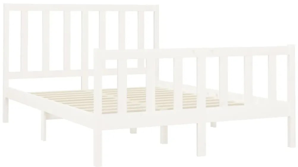Cama sem colchão 160x200 cm madeira de pinho maciça branco