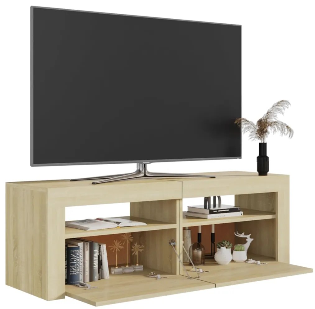 Móvel de TV com luzes LED 120x35x40 cm carvalho sonoma