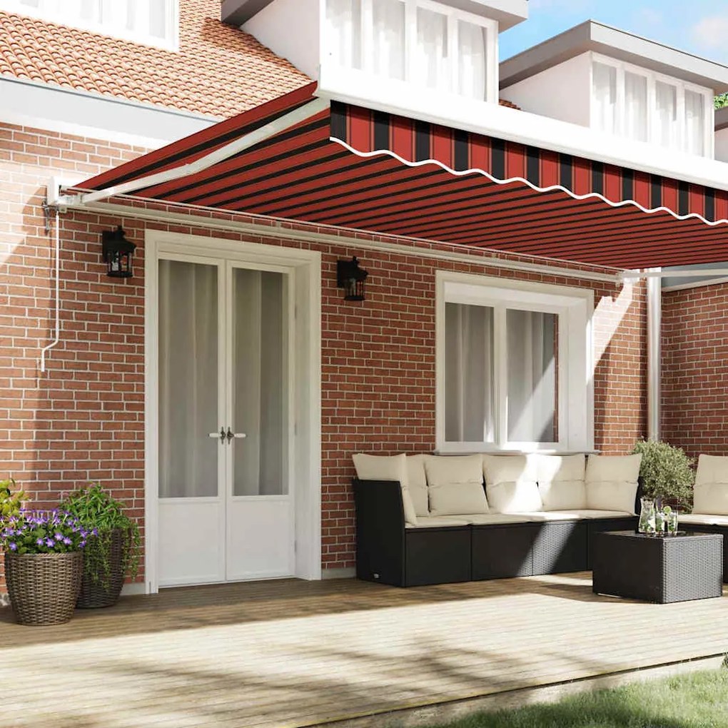 Toldo Retrátil Automático Laranja e Marrom 500x300 cm