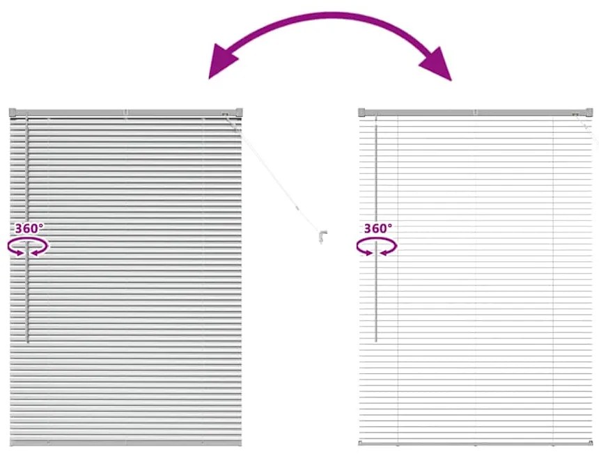 Persiana de Janela com cortinas Manual Prata 80 x 130 cm Alumínio