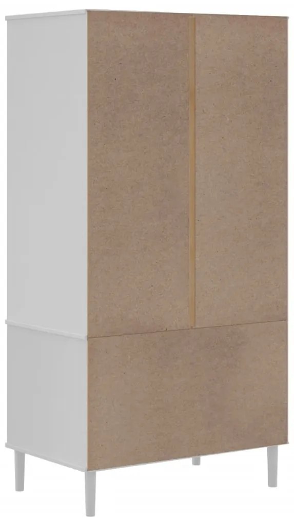 Roupeiro SENJA aspeto vime 90x55x175 cm pinho maciço branco