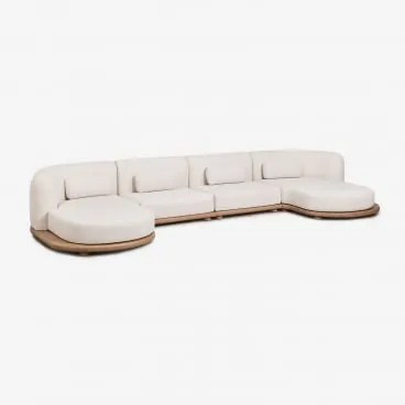 Sofá Modular Chaise Longue De Jardim De 4 Peças Em Madeira De Acácia Gerard Marrom Acácia Claro - Sklum