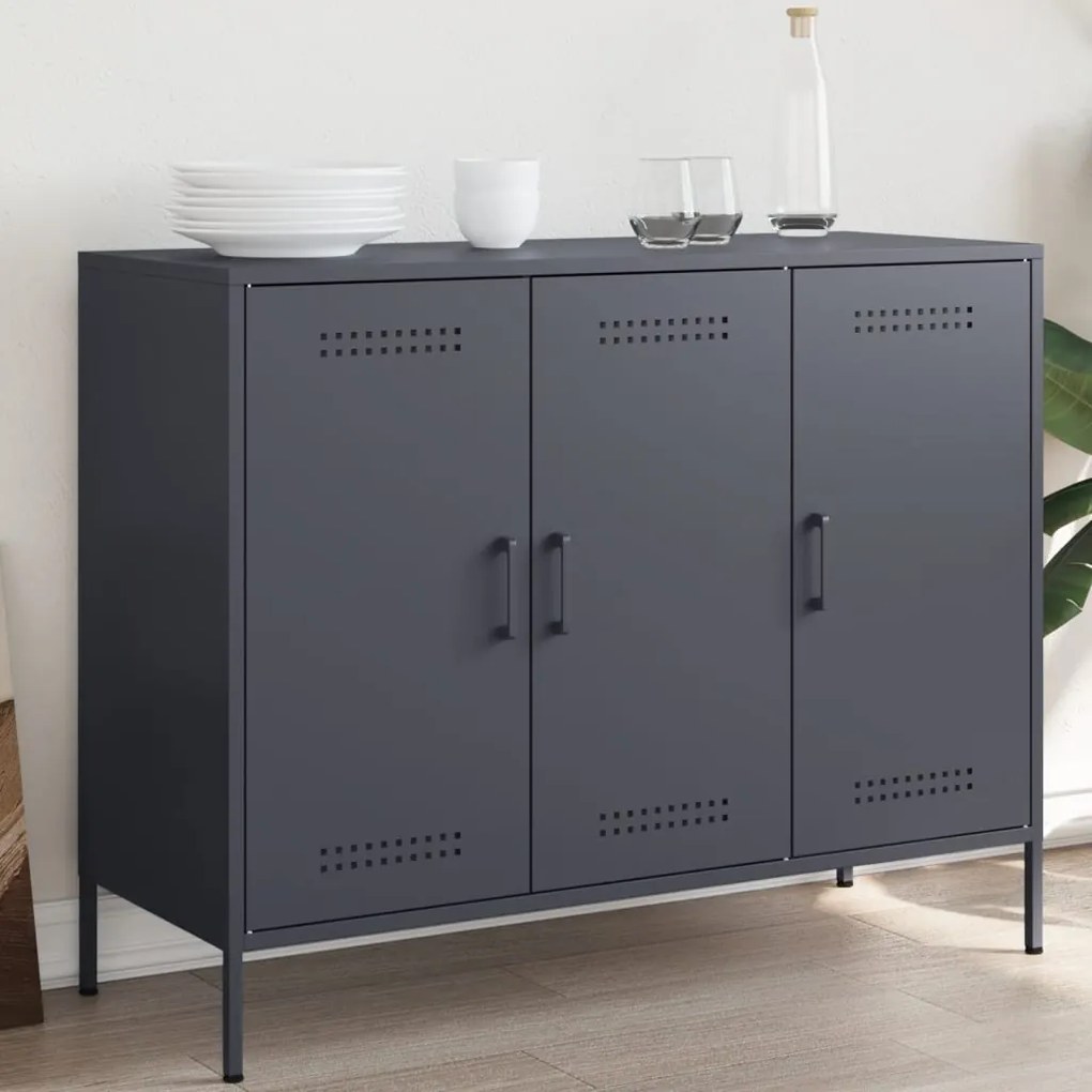 vidaXL Aparador 100,5x39x79 cm aço antracite