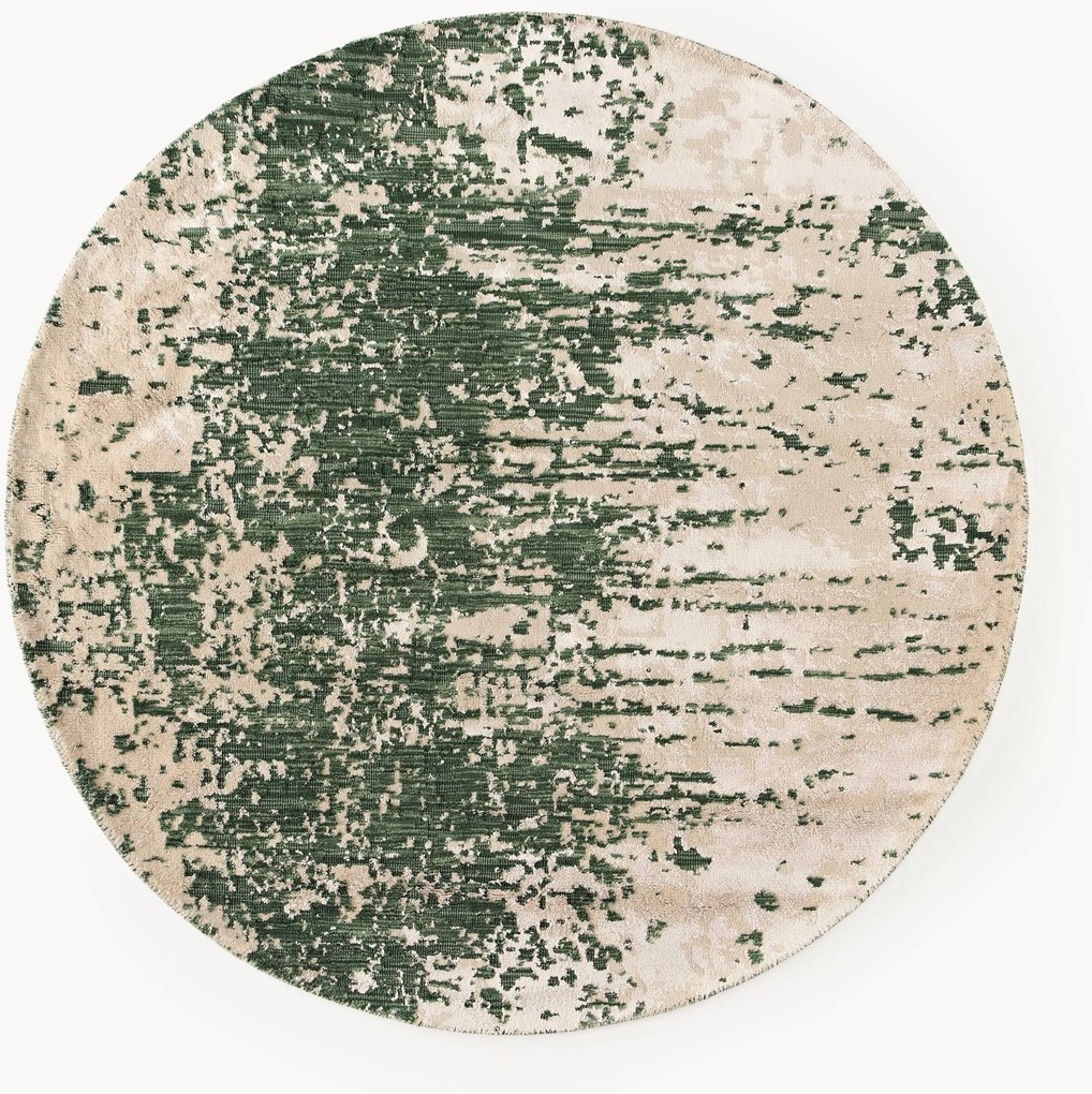 Tapete redondo de lã artesanal com padrão abstrato Cynthia