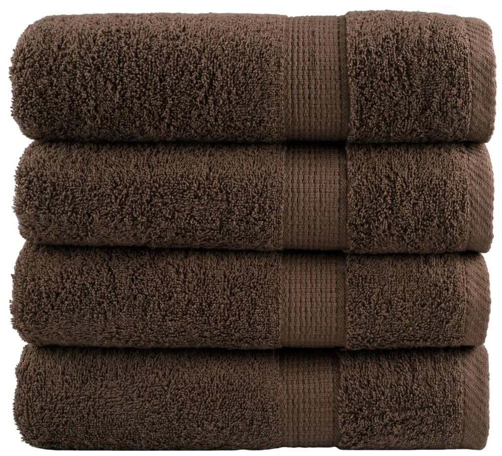 vidaXL Toalhas de banho premium SOLUND 4pcs 70x140cm 600 gsm castanho