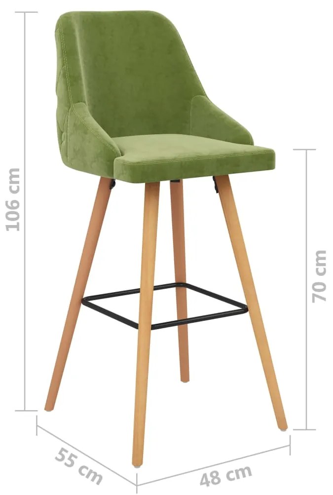 Bancos de bar 2 pcs veludo verde-claro